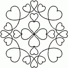 a circular design with hearts in the middle and four leaves at the center, on a white background