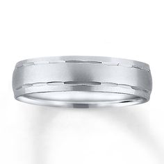 men's wedding band in 18k white gold with high polished finish, 6mm width