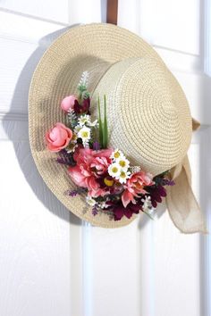 Summer hat with artificial flowers, bright floral head accessory. Elevate your summer style with this stunning hat adorned with vibrant artificial flowers. The delicate artificial flowers add a touch of elegance and charm, while the wide brim provides ample shade and protection from the sun. Whether you're lounging by the pool or strolling through a flower-filled meadow, this hat will keep you looking chic all season long.  A must-have addition to any fashion-forward woman's wardrobe. The hat fits a head diameter of 58 cm, there is a tape to adjust the size to your head. Free shipping in the USA. Thank you for visiting my shop! Enjoy. Iuliia Summer Beach Fascinator, Summer Flower Sun Hat For Garden Party, Spring Summer Straw Hat With Flower Shape, Summer Garden Party Sun Hat With Flower Shape, Bohemian Mini Hats For Garden Party In Summer, Bohemian Mini Hats For Summer Garden Party, Summer Beach Brimmed Fascinator, Brimmed Summer Beach Fascinator, Summer Garden Party Flower Hat