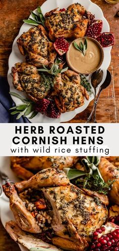 herb roasted cornish hens with wild rice stuffing