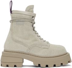 Beige Suede Michigan Boots by Eytys on Sale Color Dust, Leather Collar, Suede Boots, Luxury Streetwear, Uk Shop, Patch Logo, Designer Shoes, Combat Boots, Michigan