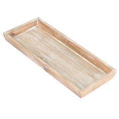 an empty wooden tray on a white background