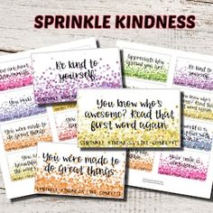 six cards with different sayings on them