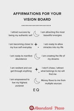 affirmations for your vision board