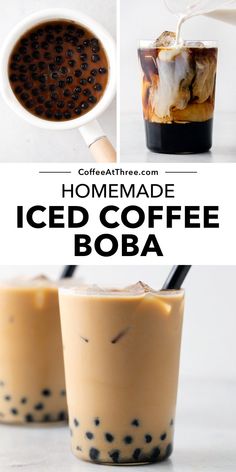 homemade iced coffee boba recipe with text overlay