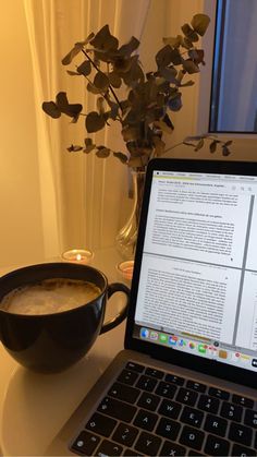 an open laptop computer sitting on top of a table next to a bowl of food