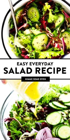 Salad for every day Easy Side Salad, Dijon Salad, Everyday Salad, Dinner Vegetarian, Side Salad Recipes, Green Salad Recipes, Gimme Some Oven, Recipe Dinner, Healthy Salad