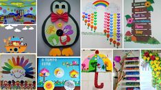 many different pictures of children's artwork and crafts