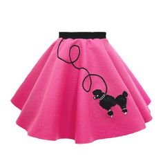 PRICES MAY VARY. Handmade - Our poodle skirts are handmade by seamstresses in the USA. The leash, waistband, and poodle are all sewn on for long wearing and durability. When purchasing from Hip Hop 50’s Shop you are supporting a small business. Details - Poodle skirt is made from 100% acrylic felt for an authentic ‘50’s look. Embroidered poodle applique and rick rack leash are sewn on skirt and a black stretchy elastic waistband for added comfort and flexibility. Hand wash and line dry for lasti Unique Poodle Skirt, Baby Poodle Skirt, Poodle Skirts For Toddler, Poodle Skirt Pattern Kids, Poodle Skirt Applique Pattern, 50 Days Of School, 1950s Halloween Costume, Decades Dance, Girls Poodle Skirt