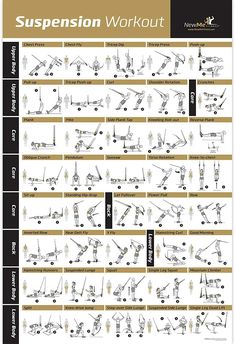 the suspension workout chart shows how to use it for strength, flexibility and conditionings