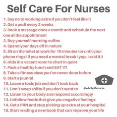 a poster with the words self care for nurses