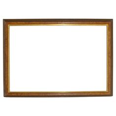 an empty wooden frame on a white background