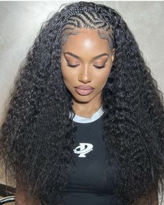 Braids With Weave Hairstyles, Braids With Curly Hair, Stitch Feed In Braids, A Quick Weave, 2 Braids With Weave, Hair Braid Patterns, Feed In Braids, Curly Weave, 2 Braids