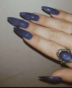 50+ Trending Summer Nails Design Inspo | False Press On Summer Nails 2023 Blue Fall Acrylic Nails, Coffin Dark Nails, Pointy Blue Nails, Hot Almond Nails, Pretty Dark Nails, Goth Nails Blue, Dark Tone Nails, Dark Blue Stiletto Nails, Dark Mermaid Nails