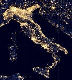 the night lights of europe and italy as seen from space