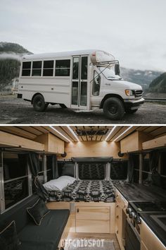 the interior and exterior of a camper van