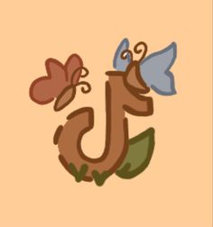 the letters j and j are decorated with butterflies