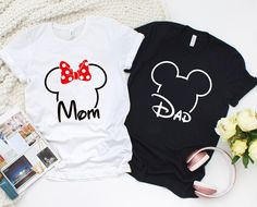 "Mom and Dad Shirt, Family Mouse Shirt, Family Gift Shirt, Family Shirt, Magical World, Adventure Shirt, Trend Shirt WELCOME! 🔸For any questions, please contact me directly. I would be happy to assist you. 🔸Weekends, holidays, and celebrations like Christmas or Mother's Day are not included in next-day shipping due to workload. 🔸Please be sure to check the size charts before placing your order. 🔸Our products are produced by processing high quality, durable, cotton-blend Bella-Canvas shirts. ORDER STEPS ✔ Please check and review all photos and information. ✔ Select your t-shirt size from the drop down menu. ✔ Select your t-shirt color from the drop down menu. ✔ Choose your quantity as much as you want. ✔ For the graphic Shirts you can state what color print you want on your shirt. Pleas White Printed Shirt As Gift, White Printed Shirt As A Gift, White Printed Shirt For Mother's Day, Mickey Mouse Family Shirts, Disney Family Vacation Shirts, Matching Disney Shirts, Disney Trip Shirts, Disney Family Vacation, Disney Mom