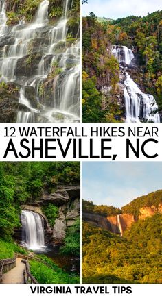 waterfalls near nashville, tennessee with text overlay that reads 12 waterfall hikes near nashville, north carolina