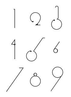 the numbers and symbols for each letter are drawn in black ink on a white background