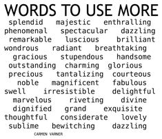 words to use more in an english language, including thesauruss and their meanings