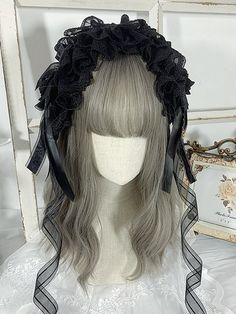 The price is for a hairband only, others are not included. Black Matching Headband Hair Accessory, Elegant Black Hair Accessories With Matching Headband, Elegant Black Hair Accessories With Ribbon, Ribbon Headband For Parties, Adjustable Black Ribbon Headband, Adjustable Black Headpiece, Black Hair Accessories With Matching Headband, Adjustable Black Headband, Black Gothic Headband Hair Accessory