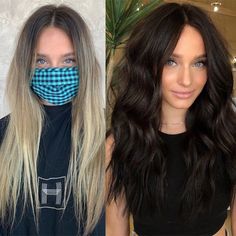 Grown Out Blonde To Brunette, Blonde To Black Hair Before And After, Dark Chocolate Brown Hair, Dark Brunette Hair, Hair Color Formulas, Chocolate Brown Hair, Hair Things, Hair Idea, Brown Hair Balayage