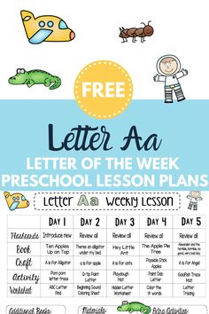 the letter a preschool lesson plan is shown with pictures of animals and birds on it