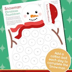 a snowman christmas counting game for kids