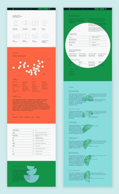 two pages with different colors and shapes on them, one is green and the other is orange