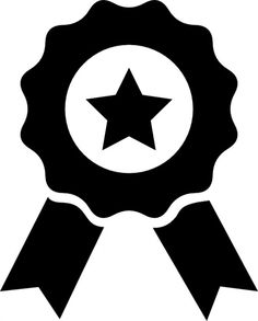 a black and white award seal with a star on it's center, isolated against a white background