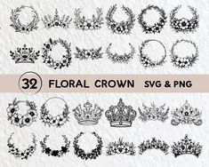 floral crown svg and png clippings for use in the design files