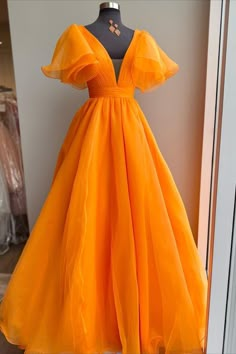 Orange Formal Dresses, डिजाइनर कपड़े, Celebrity Style Dresses, Long Formal Dress, Evening Dresses With Sleeves, Bohol, Ball Gowns Evening, فستان سهرة, Custom Size Dresses