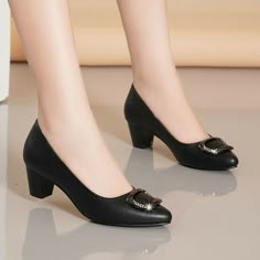 Product Description * Condition:  Womens Formal Ol Block Heels Pointy Toe Pu Leather Slip On Pumps Court Shoes * Color：black * Package：1 pair shoes （Without accessories） Heel height: about 5cm Please note: 1.If your feet are wide, please order size up. 2.The color maybe a little difference because of the light,screen reflection etc.     Shipping 1. Your Item(s) will be shipped within 5-15 business days once payment received. 2. Standard shipping to US/UK,you may can get it in 10-20 Business days Business Attire Shoes For Women, School Shoes For Women, Ladies Formal Shoes, Work High Heels, Formal Shoes Women, Casual Office Shoes, Office Shoes Women, Casual Pumps, Pointy Toe Shoes