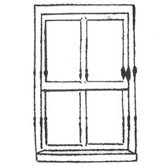 a drawing of a window that is drawn in black and white, with lines on it