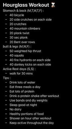 a workout schedule with the instructions for how to do it