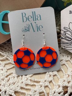 FC Cincinnati Soccer Earrings  3-D printed  Unique⚽️Lightweight ⚽️Fun Wholesale available: message me for prices  Custom school color's available: please message after you order- 2 color only  Bellaviejewelry.com Soccer Earrings, Football Jewelry, Fc Cincinnati, 3d Printed Earrings, Printed Earrings, Baseball Earrings, Football Earrings, Sports Jewelry, Ball Earrings