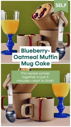 blueberry - oatmeal muffin mug cake recipe in just 3 minutes