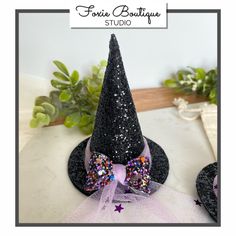 "Just in time for Halloween, these Chunky Glitter Witch's Hat hair accessories are scary cute, and will make a perfect addition to any Autumn outfit. They are great for all ages and fun for all occasions. These witch hats add an adorable touch of playfulness, and will be sure to make everyone scream with excitement. Composed of non-woolen materials. If you have any concerns about allergens, contact me for details regarding composition. This listing is for one Witch Hat Measurement  Base of the hat is 3\" Wide by 3.5\" Tall Please note that these are stock photos and there might be slight variations  Crafted uniquely by me in a smoke-free/pet-free home. Please note: monitor settings and the nature of digitized renderings may impact the appearance of the items on this site.  Insofar as color Halloween Costume Hat Accessories, Halloween Cat Ears Hair Accessories For Costume Party, Halloween Costume Party Cat Ears Hair Accessories, Halloween Cat Ears Costume Accessories, Adjustable Cat Ears Costume Hat For Halloween, Halloween Costume Hat, Adjustable Cat Ears Headpiece For Halloween, Halloween Themed Party Costume Accessories, Whimsical Adjustable Costume Accessories