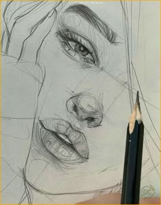 a pencil drawing of a woman's face