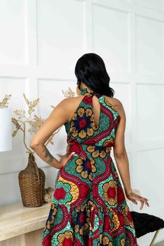 babydoll dresses. African dresses. Halter neck dresses. Wedding guests dress. Cocktail dresses. Midi African Dress, Dresses African Print, Dress Wardrobe, Hawaiian Outfits, Aloha Dress, Ankara Long Gown Styles, Dashiki Dress, Dresses African, African Maxi Dresses