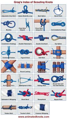 an image of different types of ropes and knots