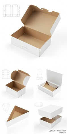 an open and closed box with different angles