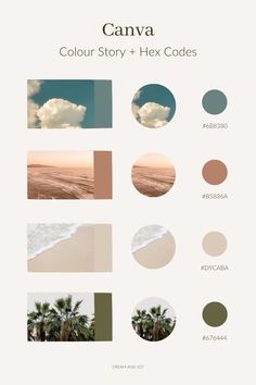 the color scheme for canva is shown in shades of brown, beige and green