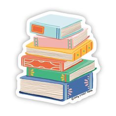 a stack of books sticker sitting on top of each other