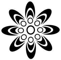 an abstract black and white flower design