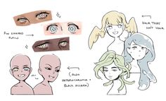 some different types of eyes and hair