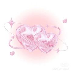 two pink hearts surrounded by stars and swirls