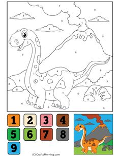 a coloring book for children with dinosaurs and numbers