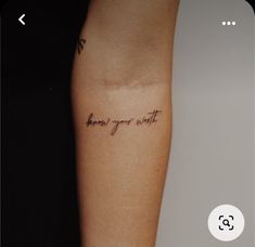 a woman's arm with a tattoo that reads, always you write